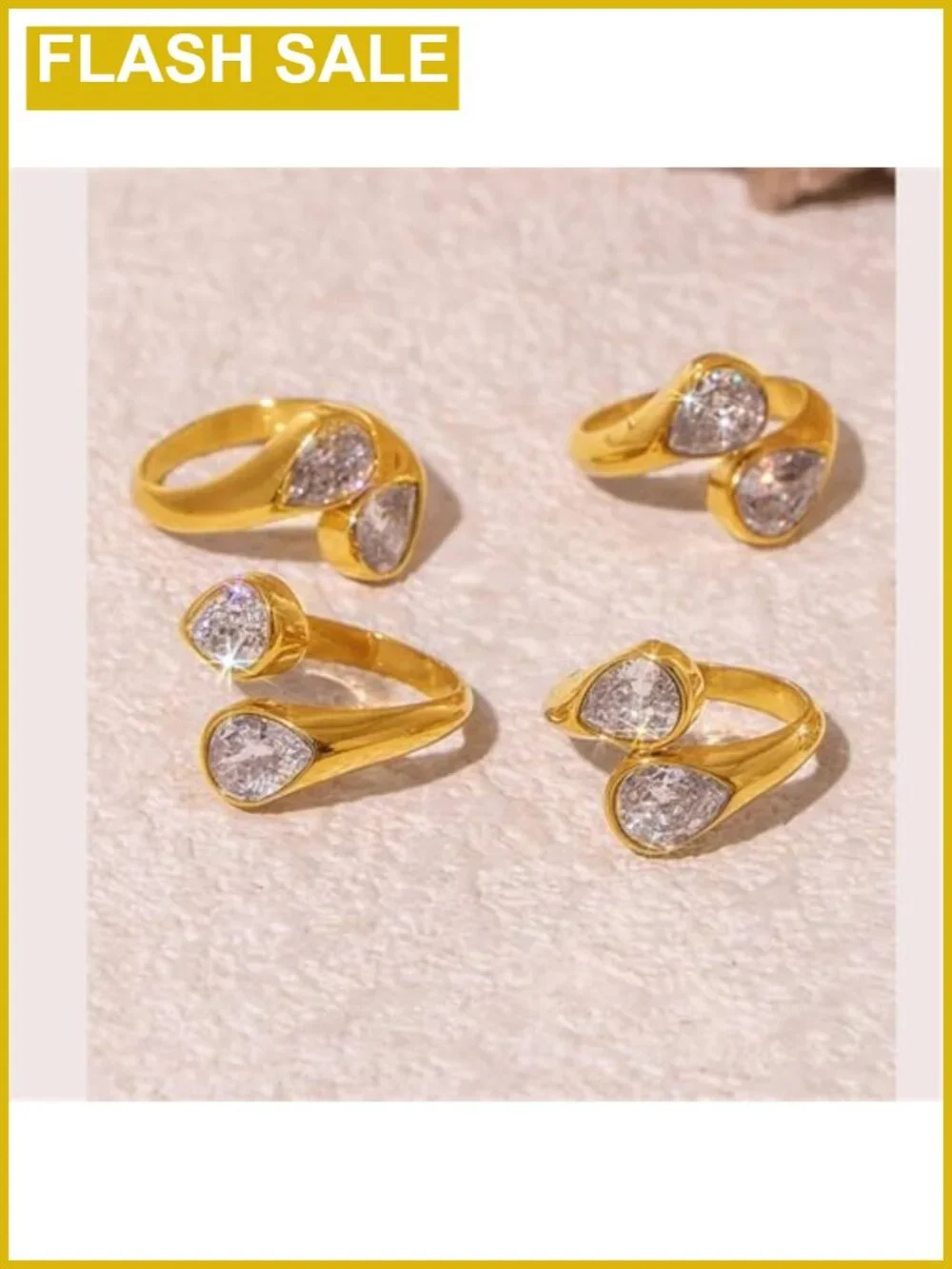 Cubic Zirconia Waterdrop Wrap Ring Adjustable Stacking Statement Ring